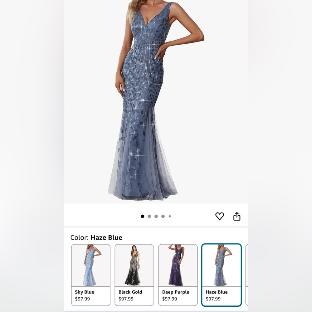 Elegant Haze Blue Evening Gown